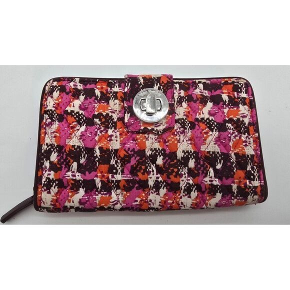 Vera Bradley Womens Colorful Wallet With Turn Lock & Zipper Compartments - Picture 1 of 4